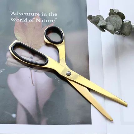 golden scissors asymmetric korean stationery office household / gunting gold korea aesthetic multifungsi serbaguna