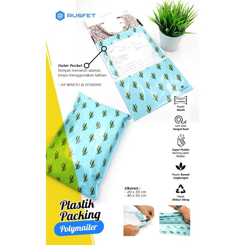 

Polymailer motif cactus uk 20 cm x 30 cm ( 50 pcs ) ada kantong label