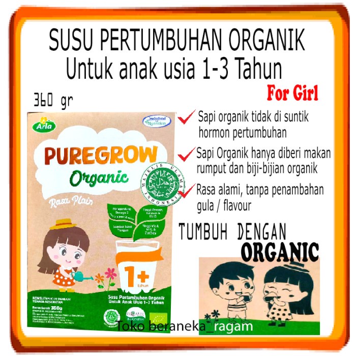 

ds211vz Puregrow Girl Susu Pertumbuhan Organik 1-3 Tahun 360Gram Xa201As