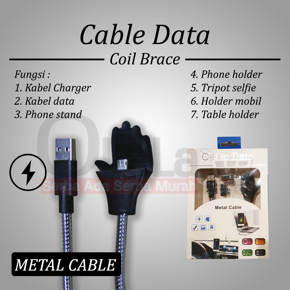 Stainless Steel Kabel Data Micro USB USB-104 STAND