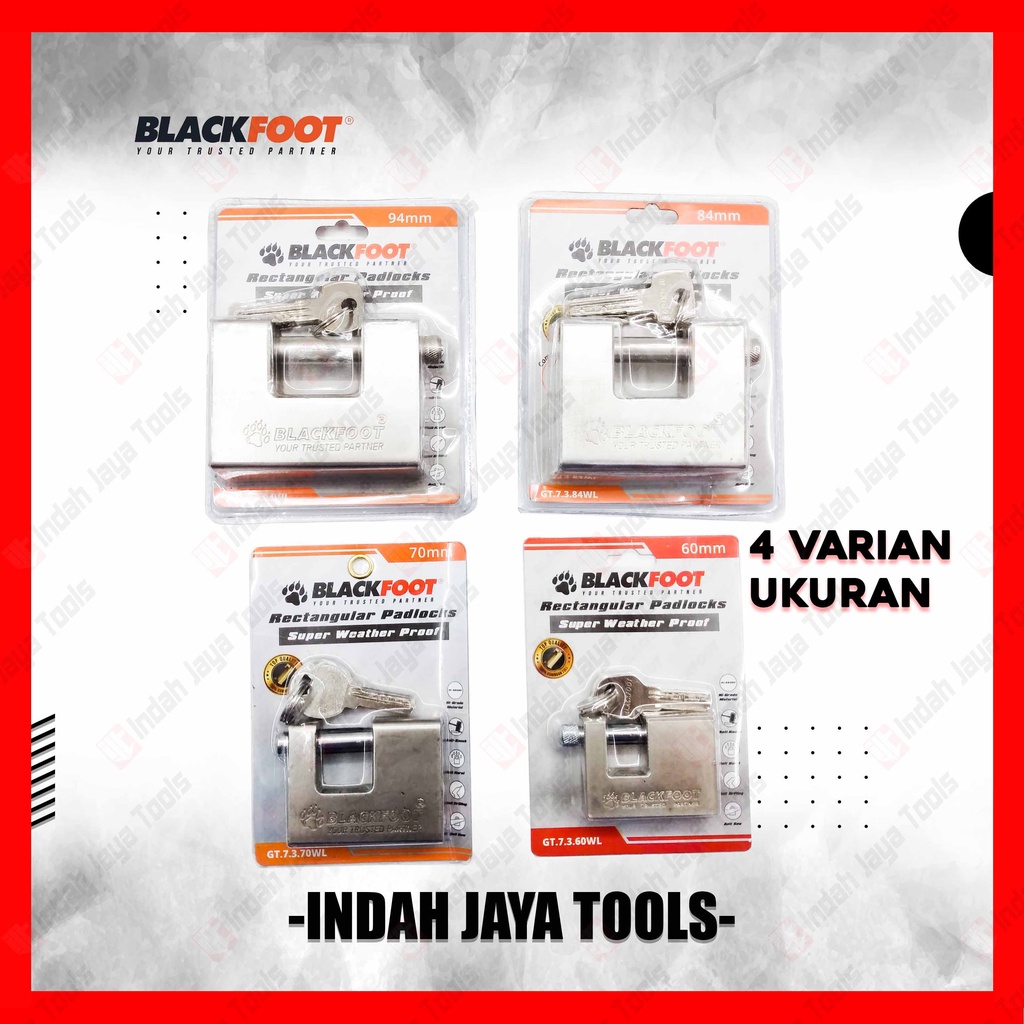 BLACKFOOT Rectangular Padlocks - Gembok Gudang Kotak Panzer Panser Anti Maling