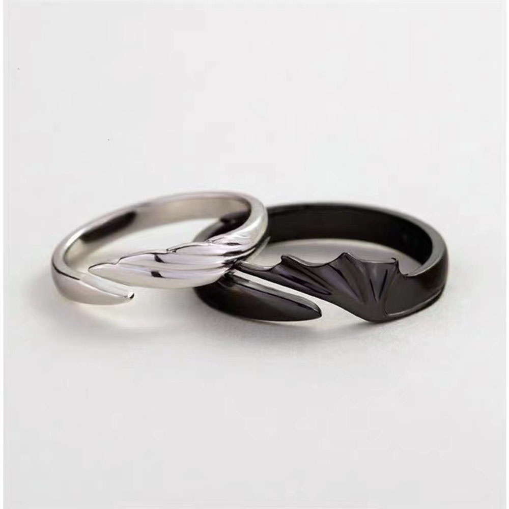 Cincin Model Terbuka Bahan Sterling silver 925 Desain Iblismalaikat Gaya punk adjustable Untuk Priawanita