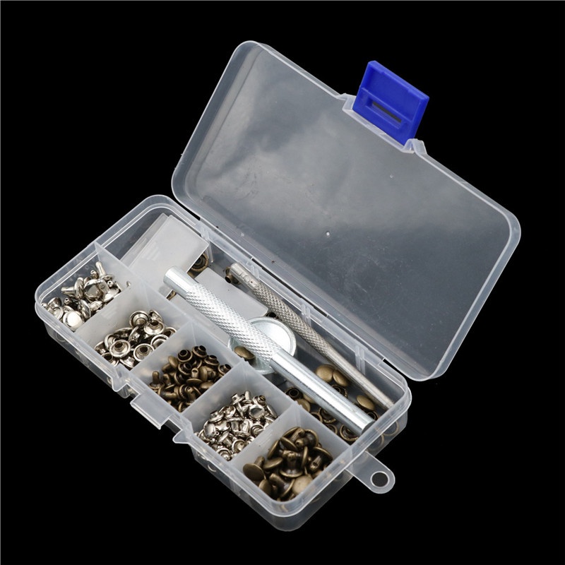 (Happy) 120pcs / Set Kancing Rivet Bahan Metal Untuk Kerajinan Kulit