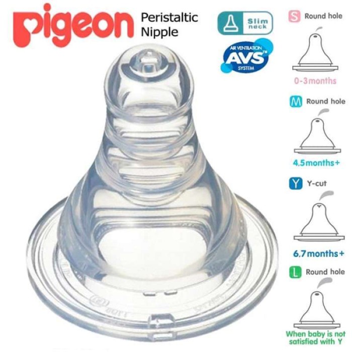 PIGEON NIPPLE PERISTALTIC SLIM NECK SIZE S,M,L / DOT NIPPLE PIGEON