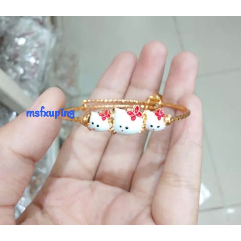 Gelang Anak Krincing Motif Hello Kitty Lucu Import Anti Karat Xuping Perhiasan Lapis Emas Xuping