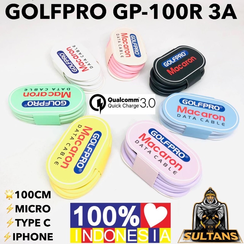 NON PACK Kabel Data Macaron For Android Micro Type C Golf Pro GP-100R Fast Charging