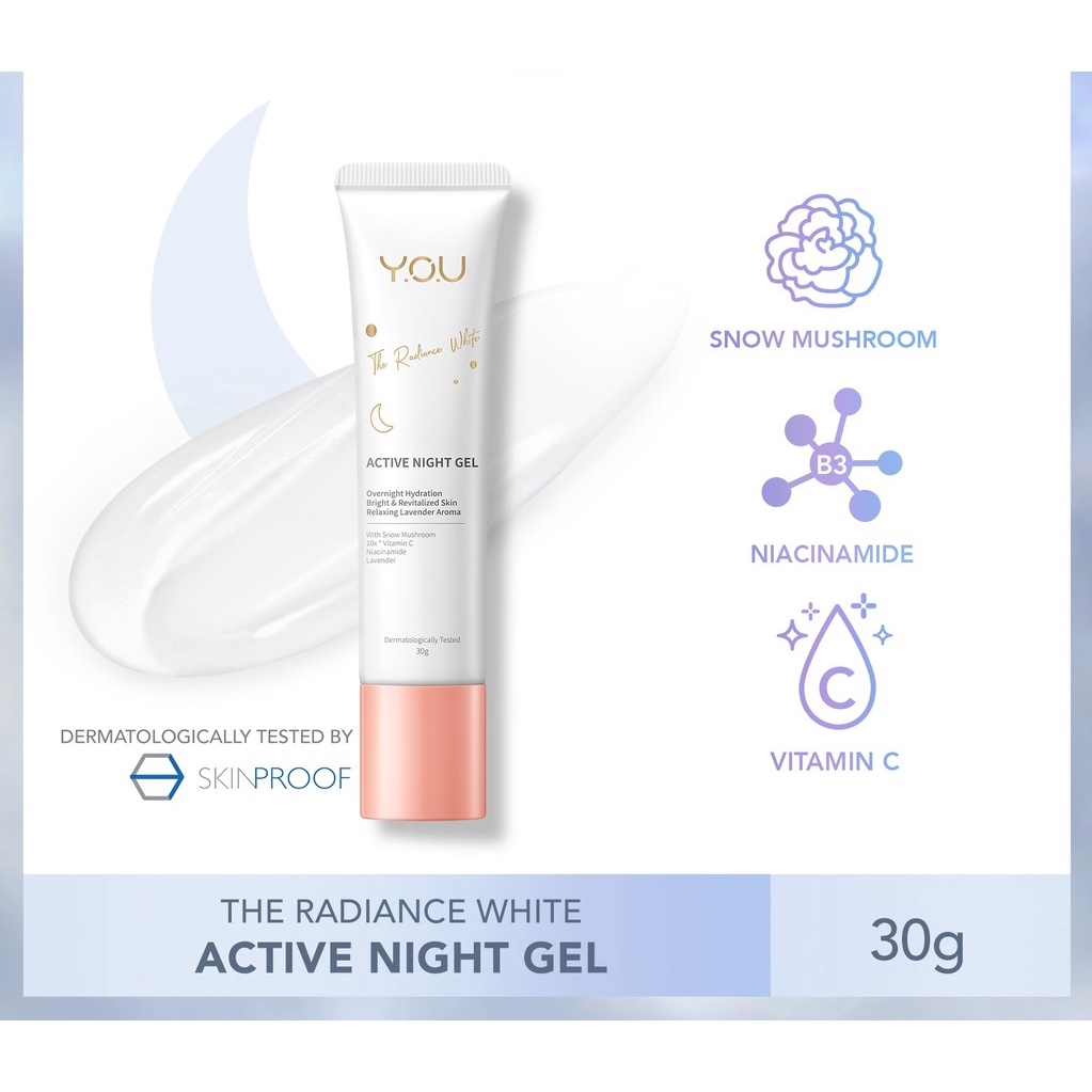 Kosmetik You The Radiance White Active Night Gel 30gr / Pelembab Wajah Malam