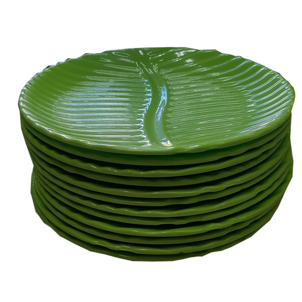 PIRING MELAMIN BULAT MOTIF DAUN /PIRING CEPER NOTIF DAUN / PIRING SAJI CEPER / PIRING BULAT CEPER / 