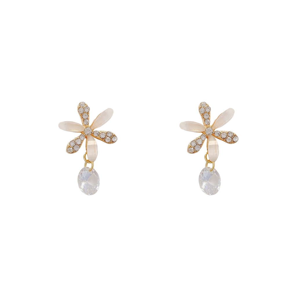 Anting Tusuk Sterling silver 925 Desain Bunga Hias Zircon Untuk Wanita