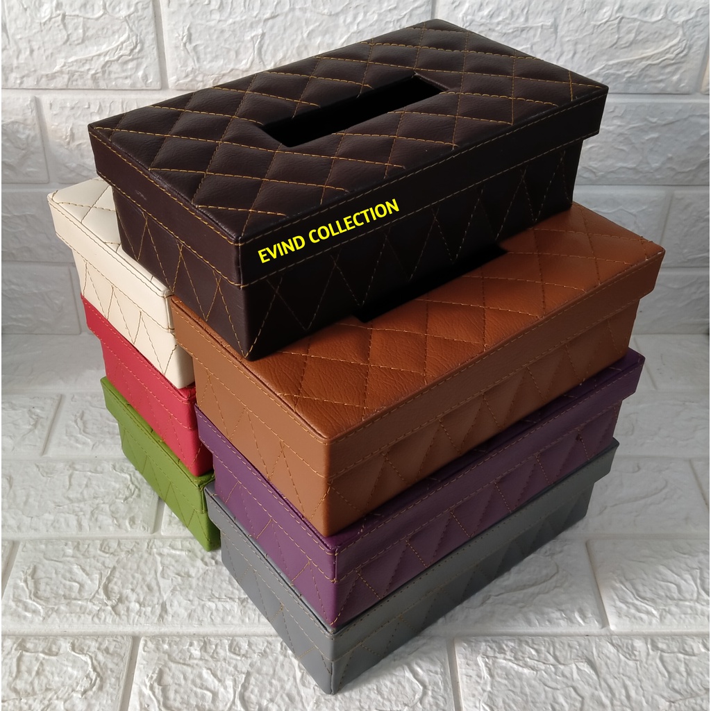 Tempat Tissue Kulit Sintetis Motif Zigzag Isi 200 Sheet Kotak Tisu Premium