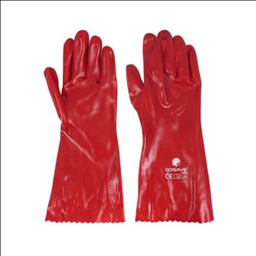 Khrsma JKT - Sarung Tangan PVC 14 inch Merah Untuk Kimia Alat Keselamatan Kerja K3 KLP