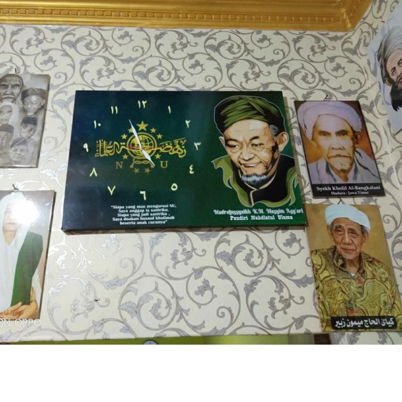 Bagus Dipakai.. Jam dinding logo NU UKURAN BESAR custom foto tokoh pendiri mbah hasyim