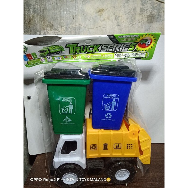 AK 99 MAINAN HEAVY TRUCK COMPACTOR PLUS TEMPAT SAMPAH BESAR 2PCS / MAINAN DUMP TRUK SAMPAH