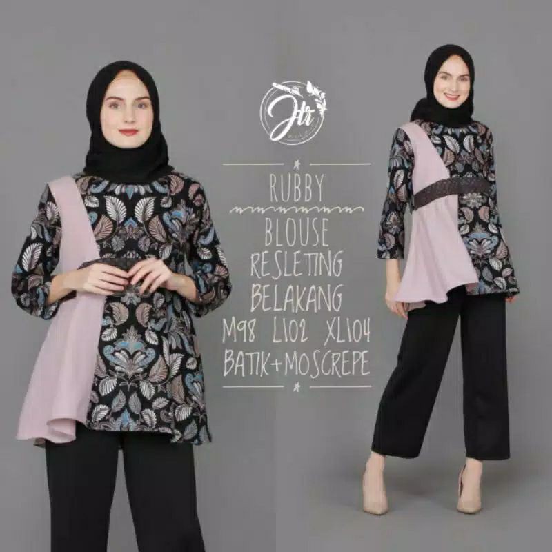 tey-17 Batik wanita ASJ SA HRB026 Kenongo Kemeja Tosca Pendek-Rubby biru
