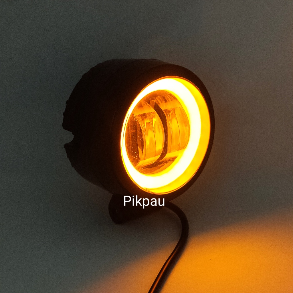 Lampu Tembak Sorot 4D CWL LED  Bulat 2 Mata Lensa Sinar Putih Kekuningan ( Warmwhite ) 20 Watt Angel Warna biru dan kuning