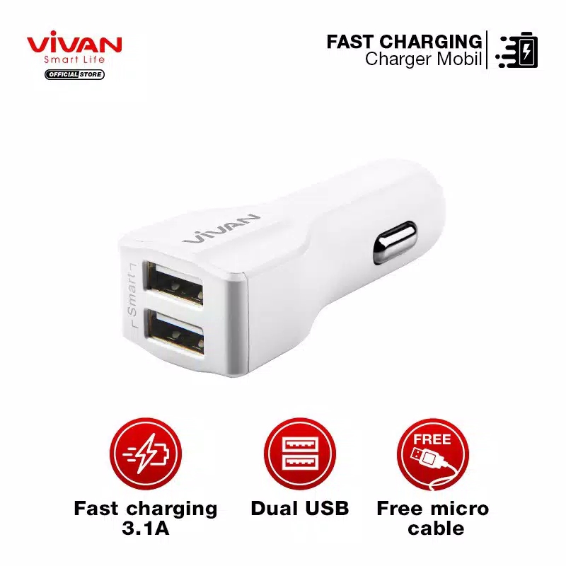 Car Charger Vivan Dual usb CC02s