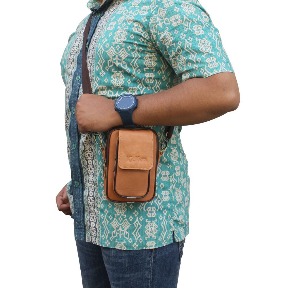 P031 H WAISTBAG KULIT SAPI ASLI 100% PREMIUM