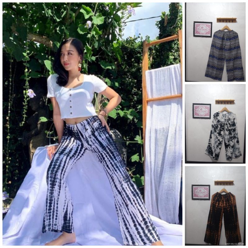 (JUMBO BISA PILIH MOTIF) CELANA KULOT PANJANG TIEDYE ETNIK LILIT DAN AKAR BALI XXL MURAH BIG SIZE