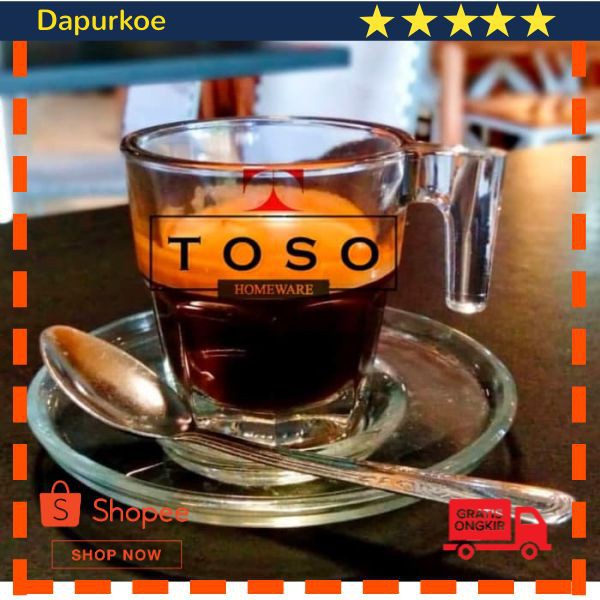 Grosir KIM Gelas Espresso Set Glass Cangkir Kopi 80ml Coffee Cup (1set 6pcs) Keren