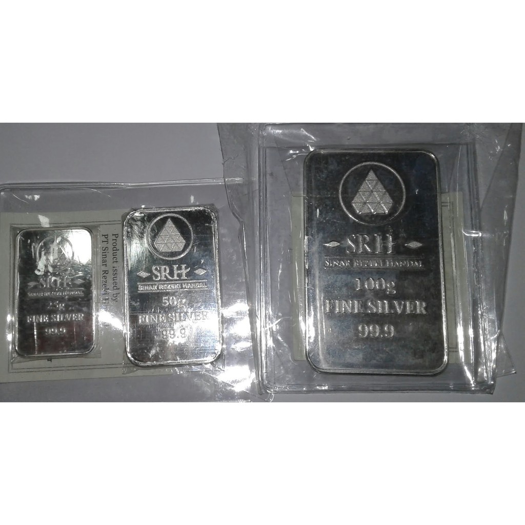 Silverbar SRH cetakan antam 25gram, 50Gram, 100gram