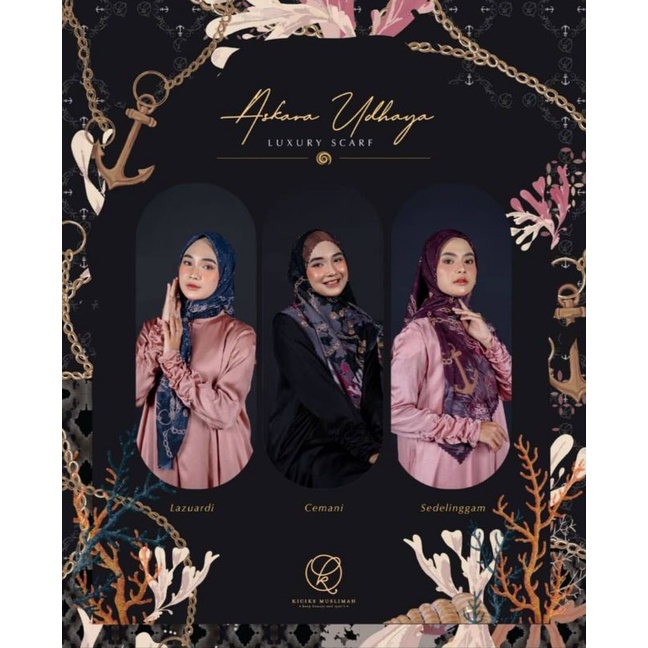 ASKARA UDHAYA SCARF KICIKS MUSLIMAH VOAL SEGIEMPAT SEGI4 MOTIF HIJAB KERUDUNG JILBAB