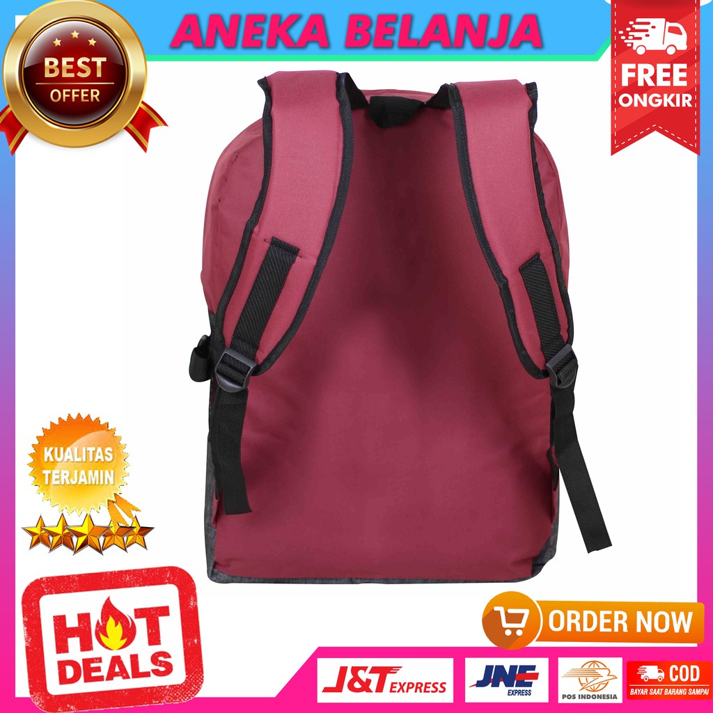 Stock Terbatas Tas Sekolah Distro Miring Maroon Abu Casual Fashionable Tas Khusus Cowok Keren Trendy