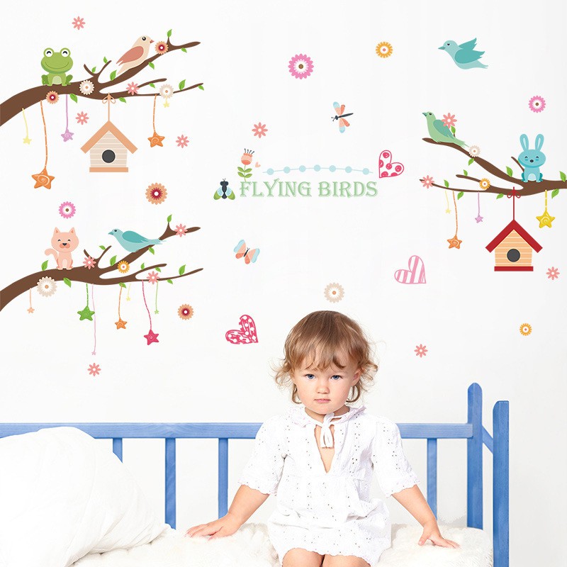 RELIZA WALL STICKER SANGKAR BURUNG BIRD LOVE ANIMAL BINTANG CAGE STIKER DINDING XL8245