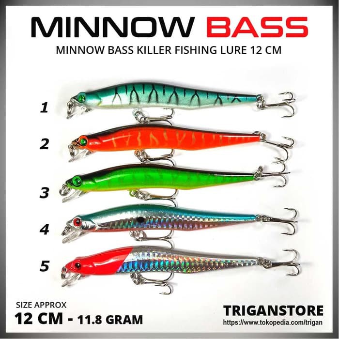 UP1604 lure minnow bass killer 12 cm umpan pancing minnow fishing lure