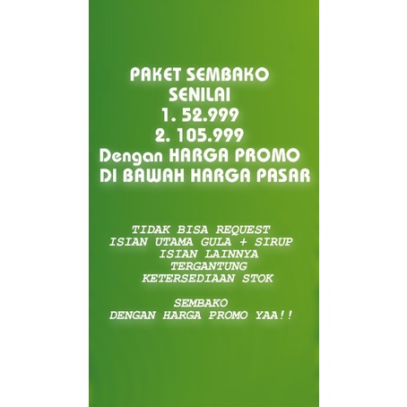 

SERBA PROMO!! PAKET SEMBAKO DENGAN HARGA PROMO