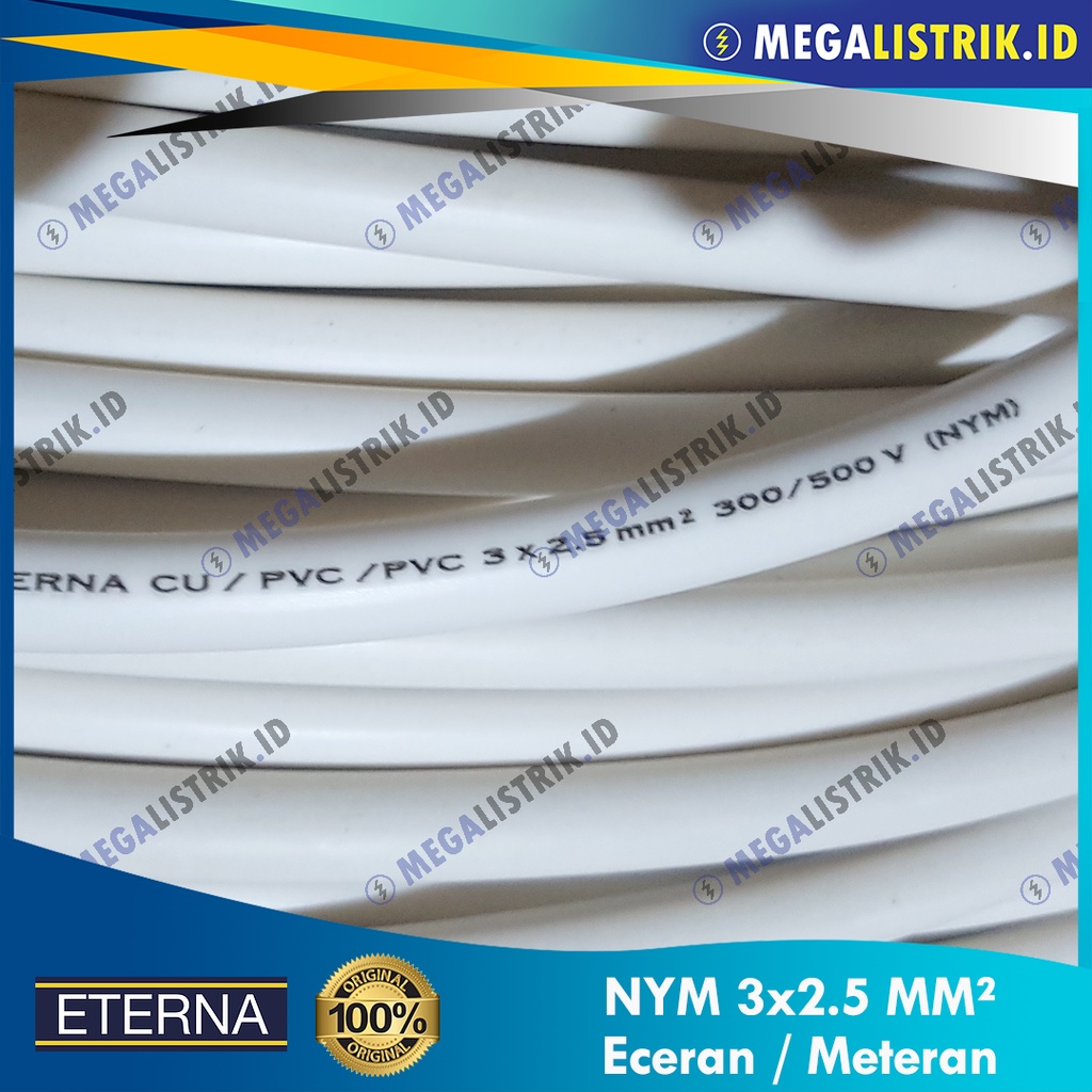 eterna nym 3x2 5 meteran   kabel listrik putih kawat tembaga 3x2 5 mm   3x2 5   3 x 2 5 mm eceran pe
