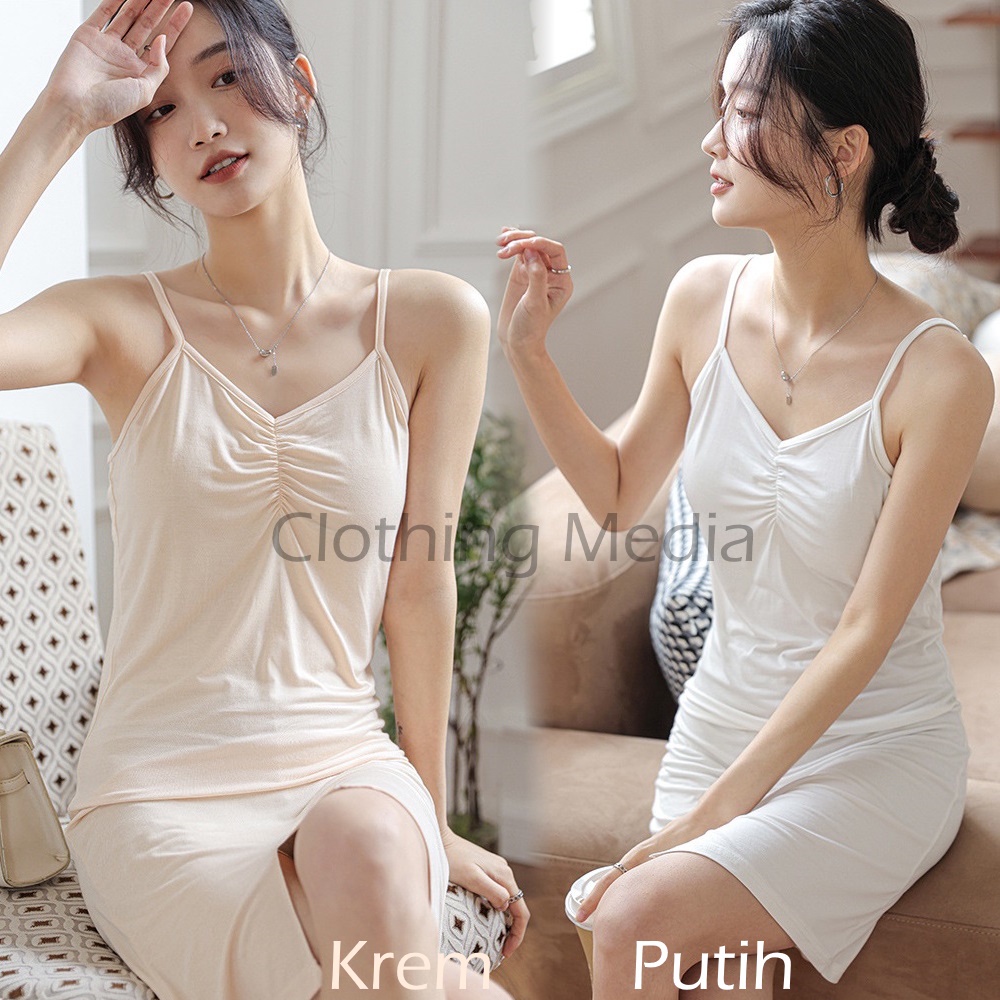 Mini Dress Wanita Simpel Bahan Katun Tipis Elastis Lembut Baju Rumah Santai