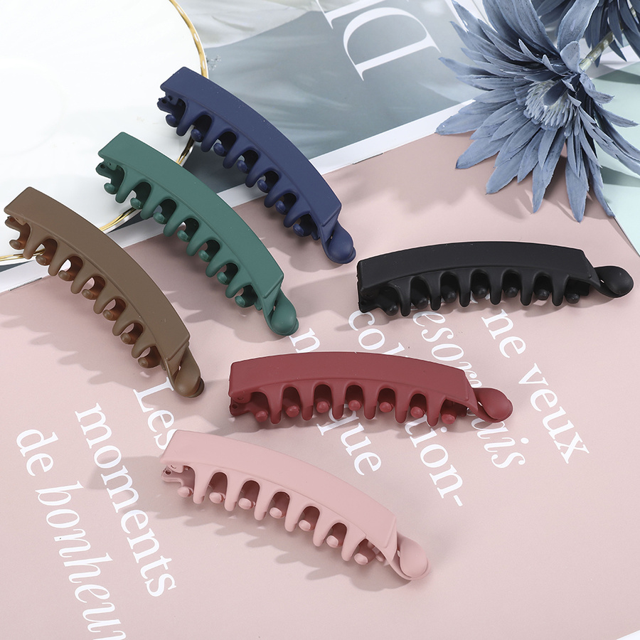 Korean Frosted Texture Plastic Hairpin Temperament Solid Color Banana Clip Vertical Clip