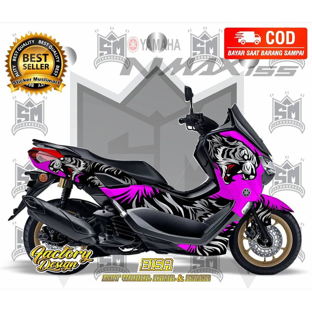 Sticker decal full body Yamaha Nmax Karakter Macan Hitam Ungu