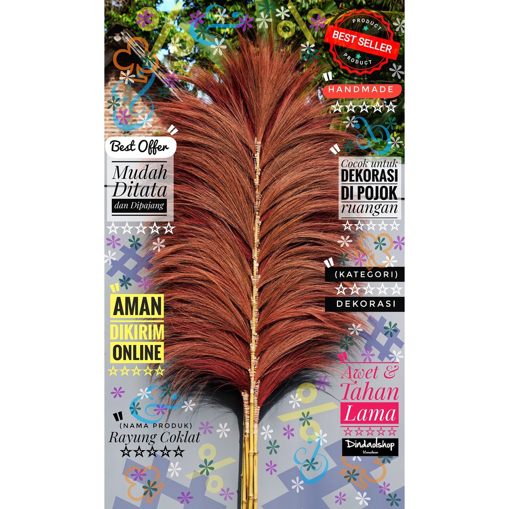 Decor Art Hiasan Rayung Stik Warna Cokelat 5 Batang