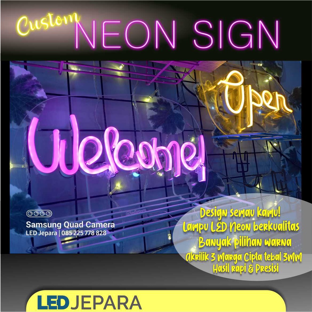 Neon Sign Custom Neon Flex Tulisan WELCOME Tulisan OPEN