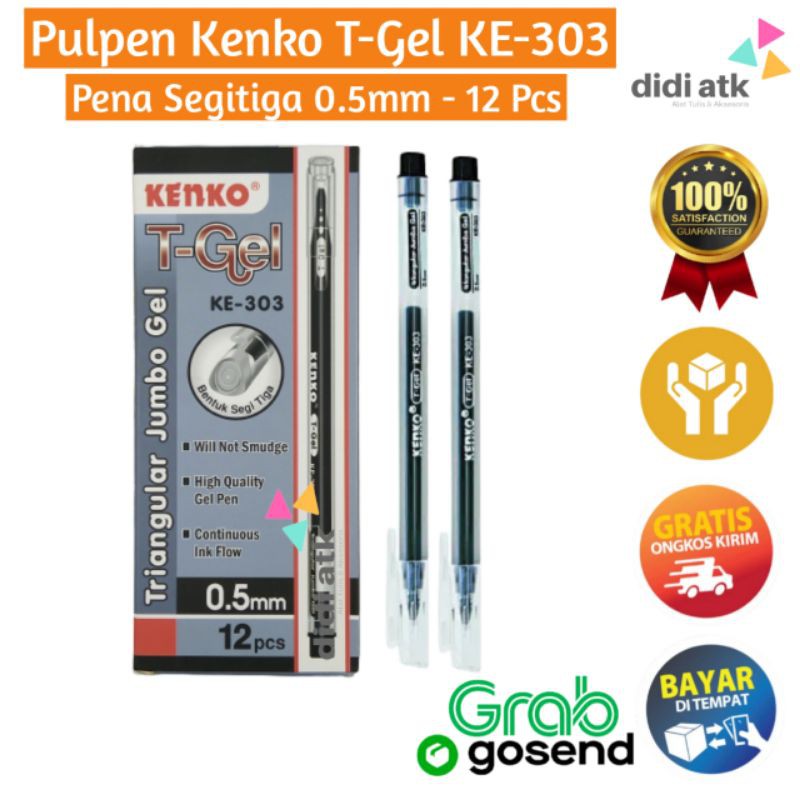 

Pulpen Pena Kenko T-GEL KE-303 0.5mm / Tringular Jumbo Gel / Bolpen Segi Tiga 1 Lusin