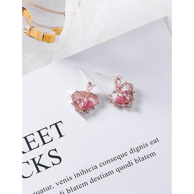 LRC Anting Tusuk Fashion Love Heart Stud Earrings D63763