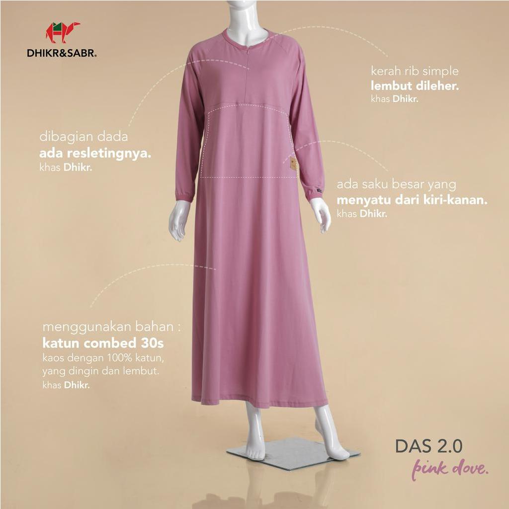 Gamis rumahan wanita bahan kaos polos Dhikr & Sabr Warna Pink Dove