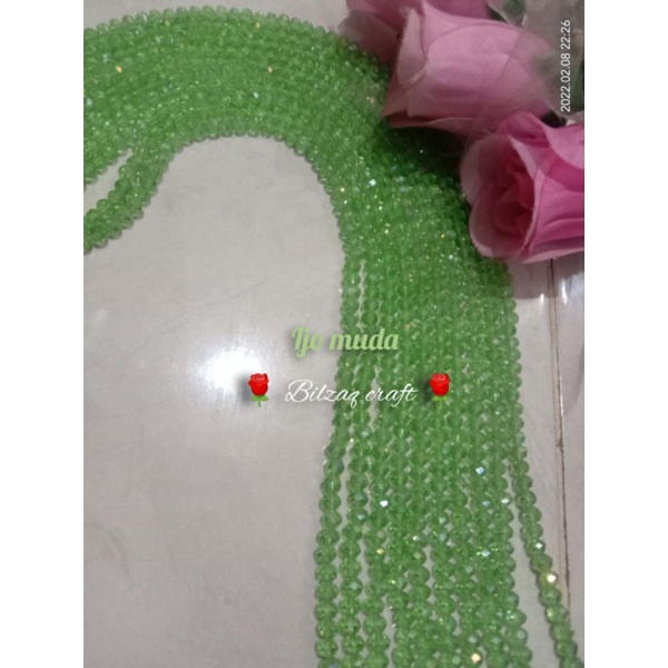 kristal ceko 6mm golongan biasa-ijo muda