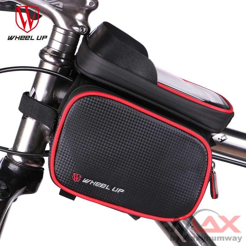 Wheel Up Tas Sepeda Double Bag Smartphone 6.2 Inch - T1333 Warna Hitam Silver