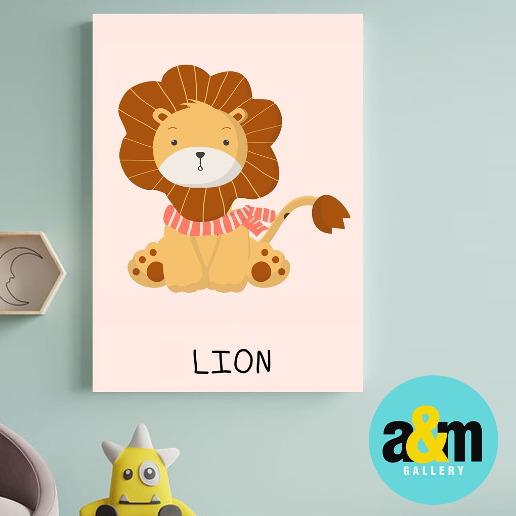 Poster Kayu Hiasan Dinding Kamar Bayi dan anak Gambar Binatang Lucu ( A4 ) Dekorasi Kamar anak Wall decor Edukasi Gambar Tema Binatang - A&amp;M