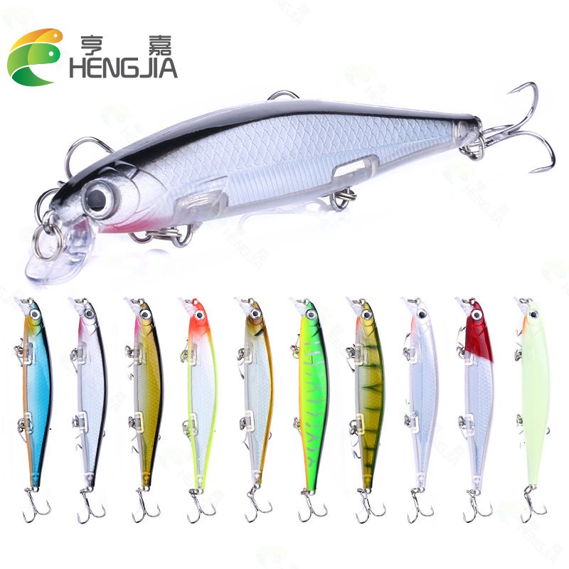 HENGJIA 10PCS Minnow Umpan Pancing Swimbait Ikan Fishing Lure 11cm/13g Wobbler Bait Tackle