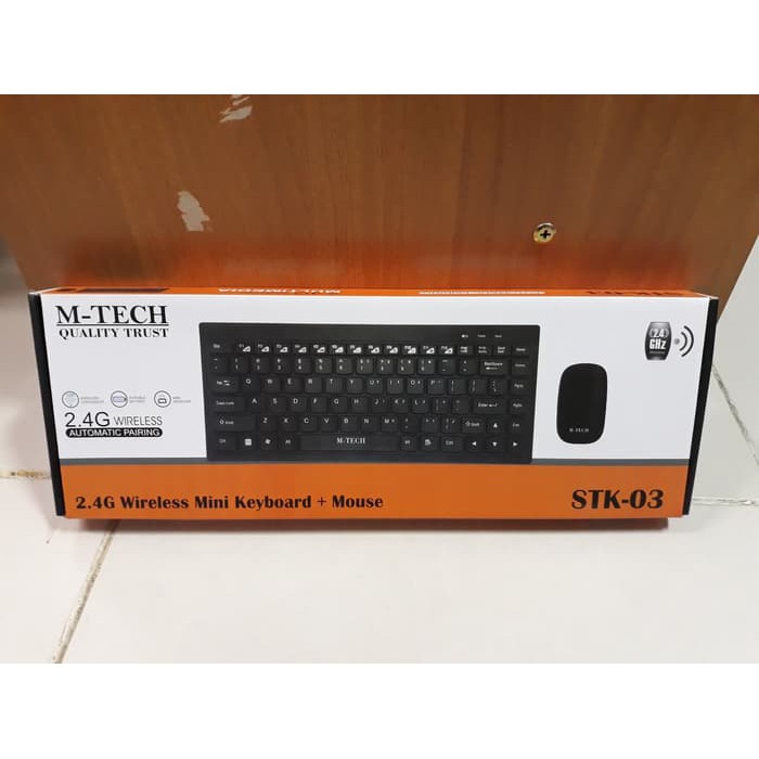 Paket Keyboard Mini Slim Wireless Mouse MTech STK-03 M-Tech STK03 Original