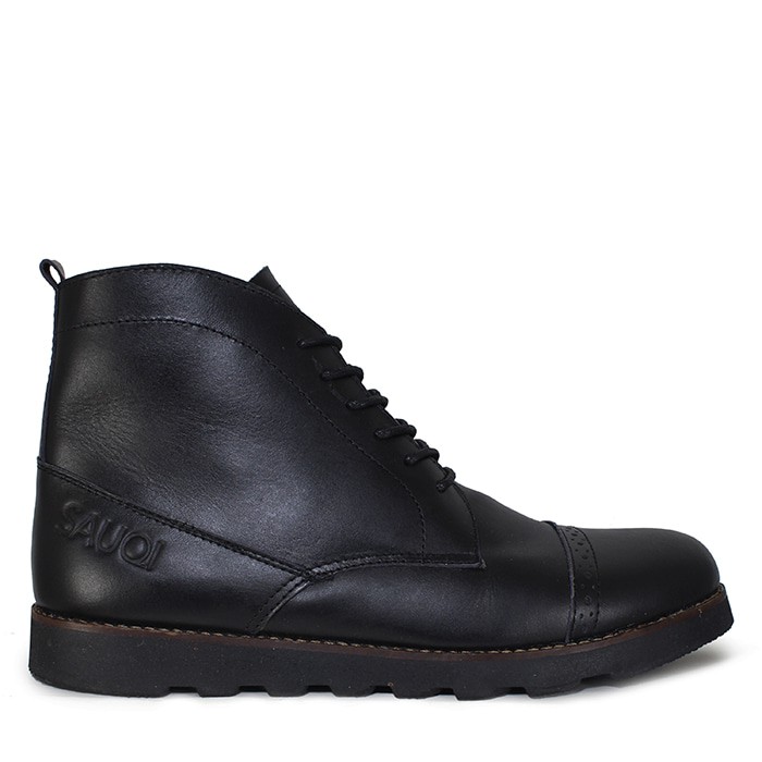 Sepatu Boots Pria Sauqi Kopp Black Kulit Asli Casual Kerja Kantor Pria