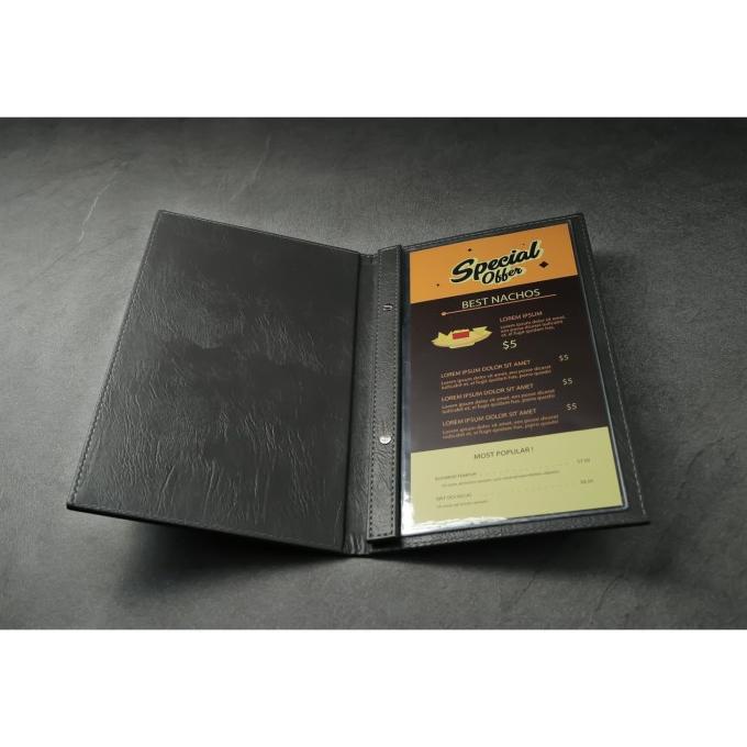 

ANDIENMALL.ID READY STOCK - BUKU MENU KULIT DARK GREY - ISI PLASTIK