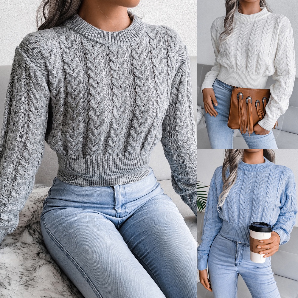 #Sisjuly# Sweater Wanita Musim Gugur Musim Dingin Twist Pinggang Sweater Rajutan Tanaman Sweater