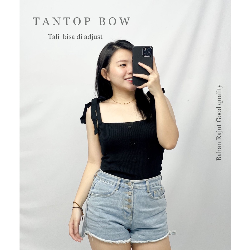 Toply shop Tantop Rajut Premium Rajut korea bow