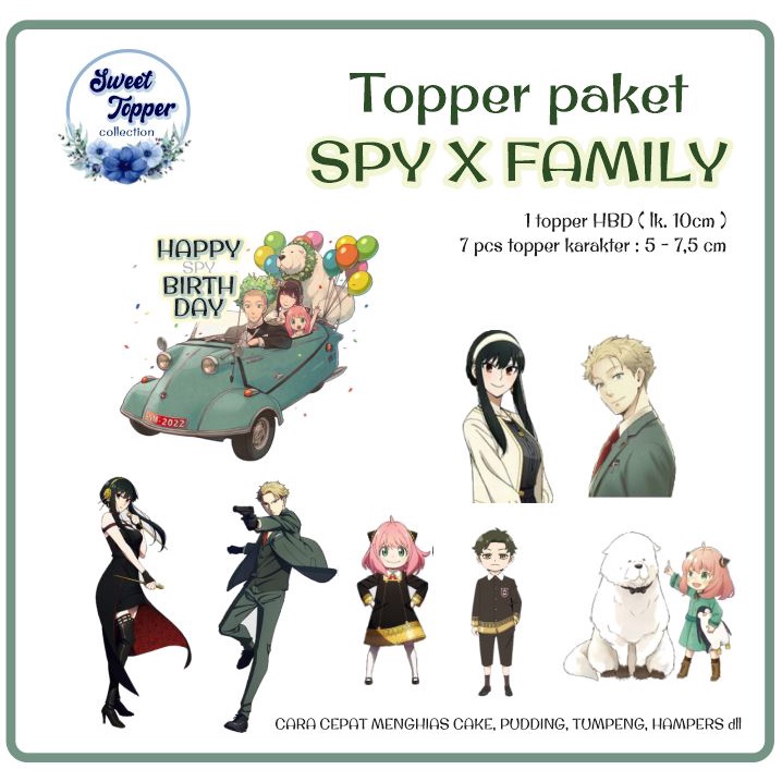 Topper SPY X FAMILY cara mudah hias cake hampers tumpeng snack tower