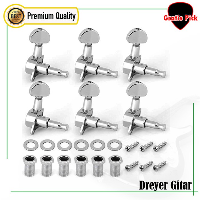 Knop Dryer Tuning Peg Groover Putaran Gitar Akustik Elektrik Stainless