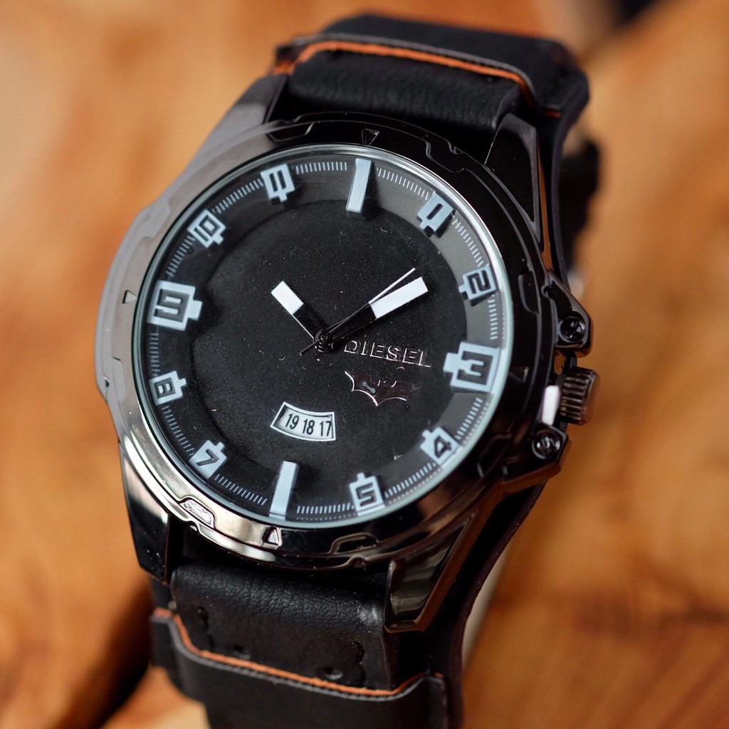 Jam Tangan Pria Cowok Diesel Batman Super Tanggal Tali Kulit Keren Best Seller